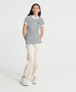 Superdry Organic Cotton Stripe Polo Női Ing Fehér/Csíkok | JFWSV1530